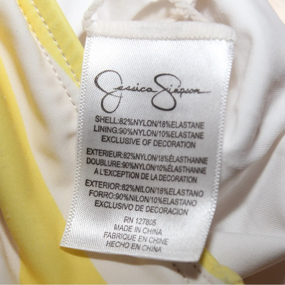 Jessica Simpson Toddler Girl Swimsuit Striped Yellow White Summer Bathing suit - Picture 2 of 3
